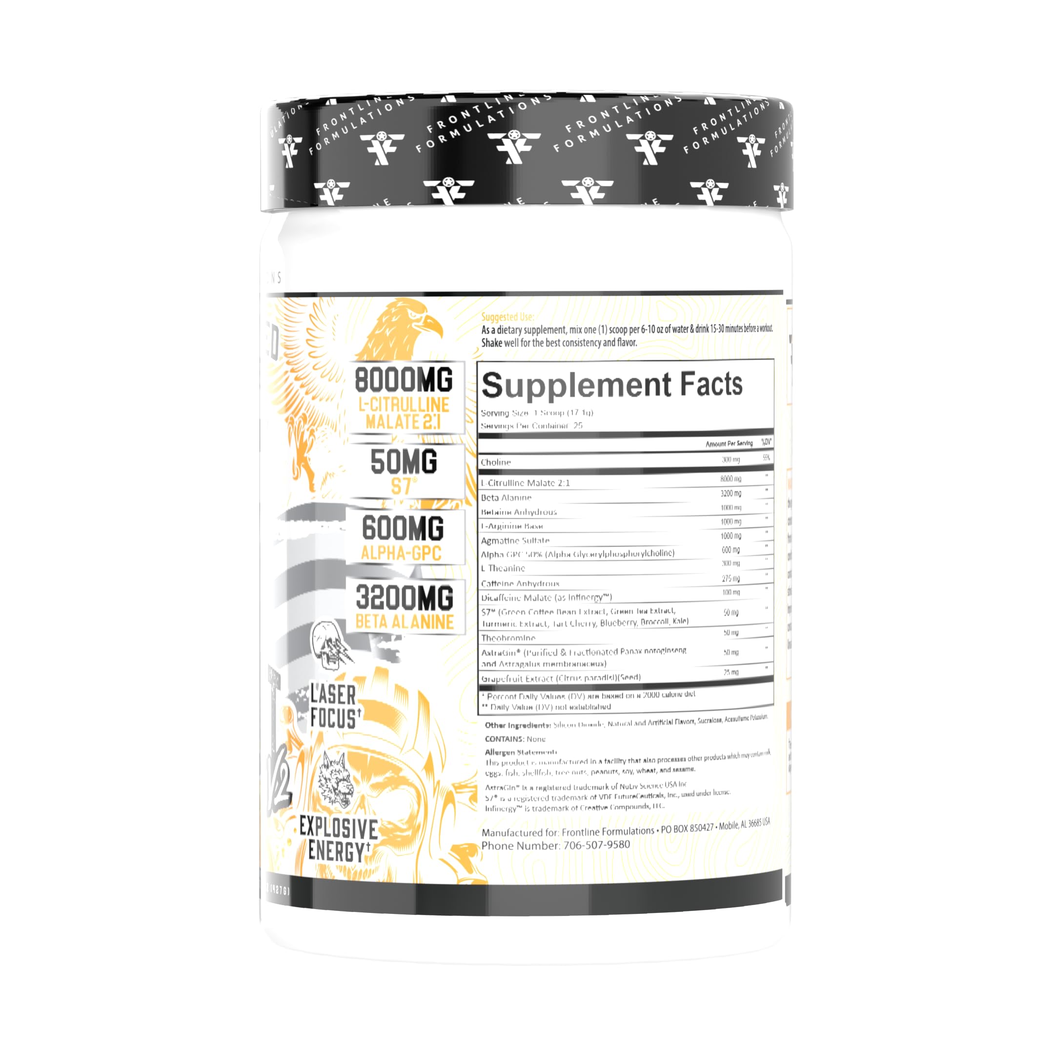 Frontline Formulations Gauntlet powder mix in glass demonstrates smooth texture and fast hydration before training.