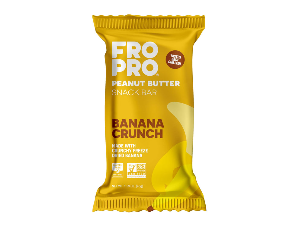 FRO PRO Banana Crunch Bar hero image showing crunchy texture for a satisfying protein snack