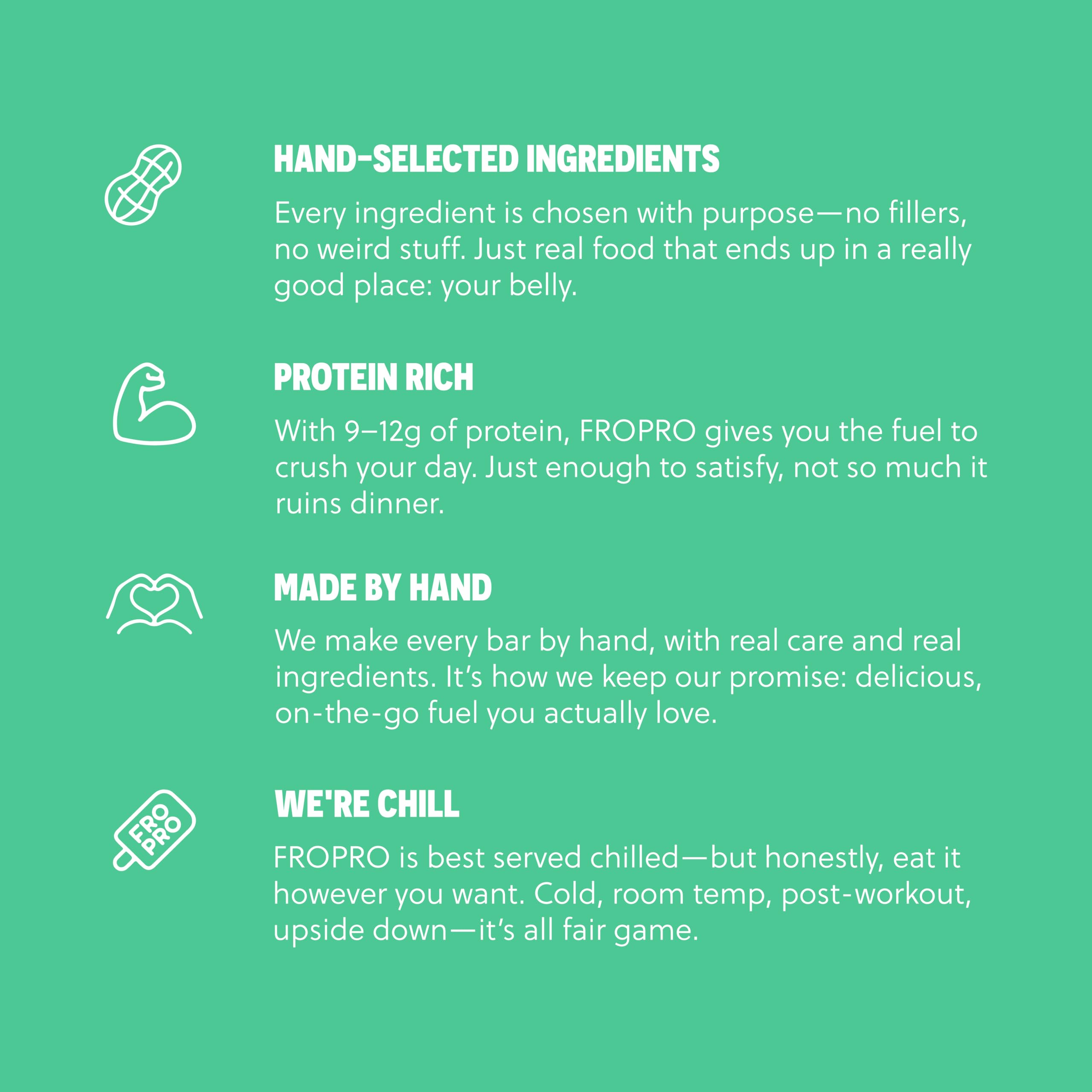 FROPRO Mint Bar texture shows creamy nut butter and crunchy oat bits