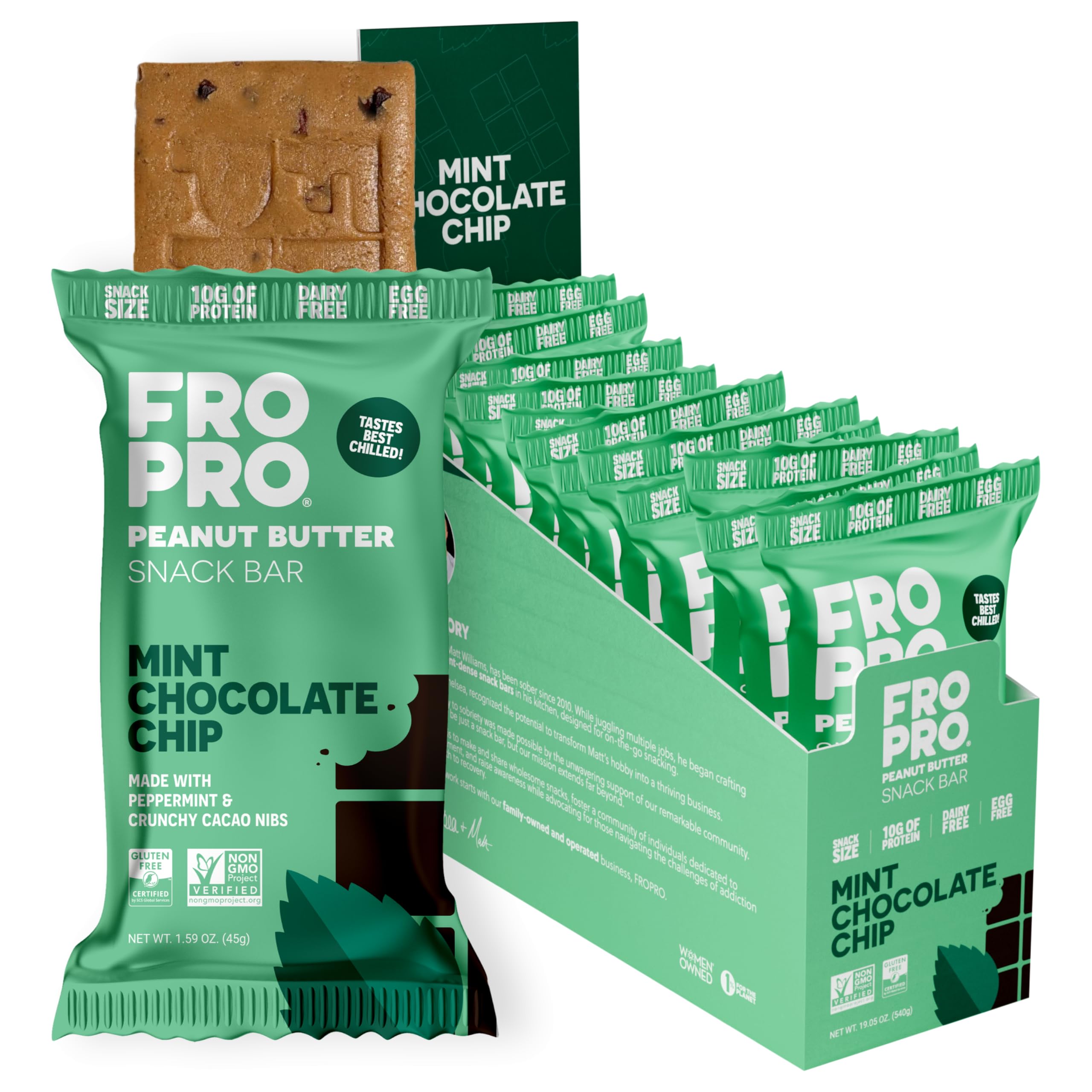 FROPRO Mint bar pack on shelf for convenient daily protein.