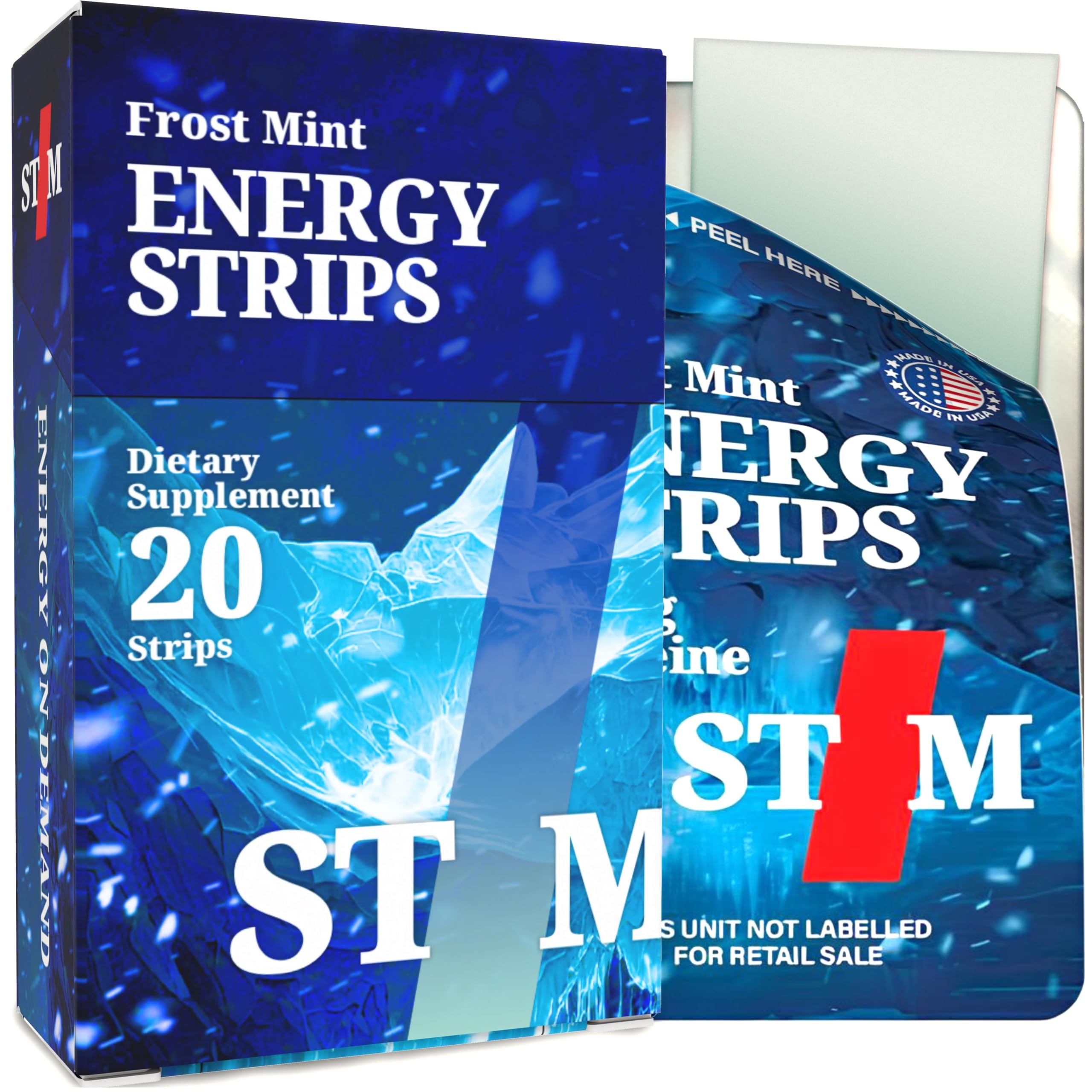 Front view of Frost Mint Energy Strips packaging