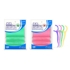 Mint and strawberry fruit-flavored floss sticks packaging