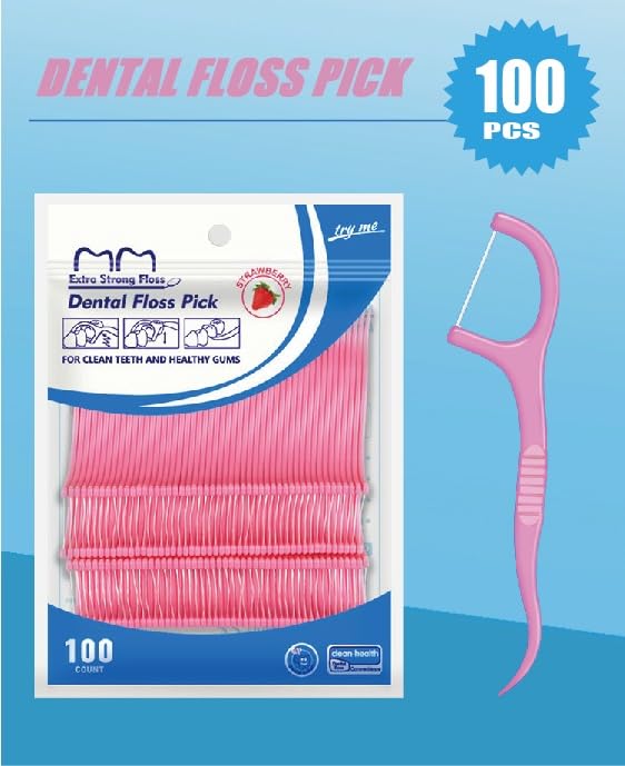  floss sticks being used for teeth cleaning