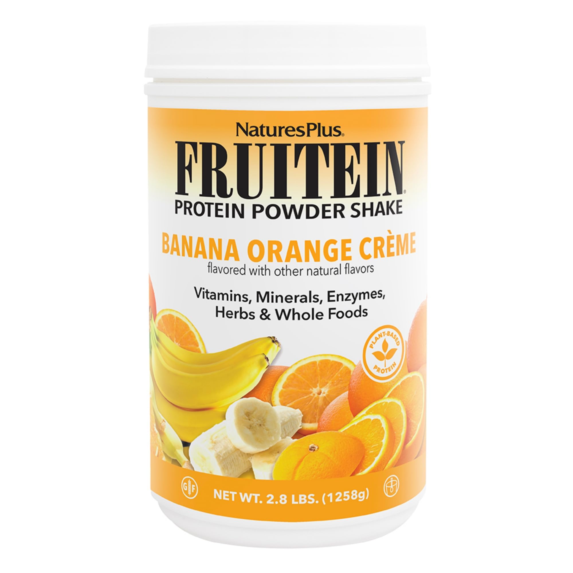 NaturesPlus Fruitein Banana Orange Creme Shake 2.8 lb tub – front view