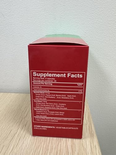 Product packaging and 1-set bundle of 90 fruit and 90 veggie capsules