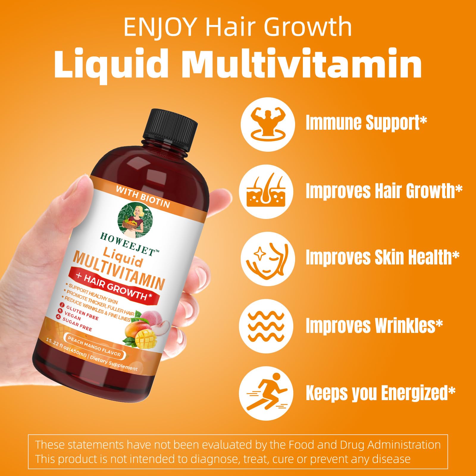 Liquid multivitamin with fruity flavor representation