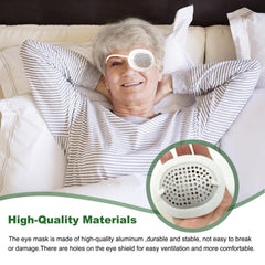3D shaped metal eye shield with extended elastic strap
