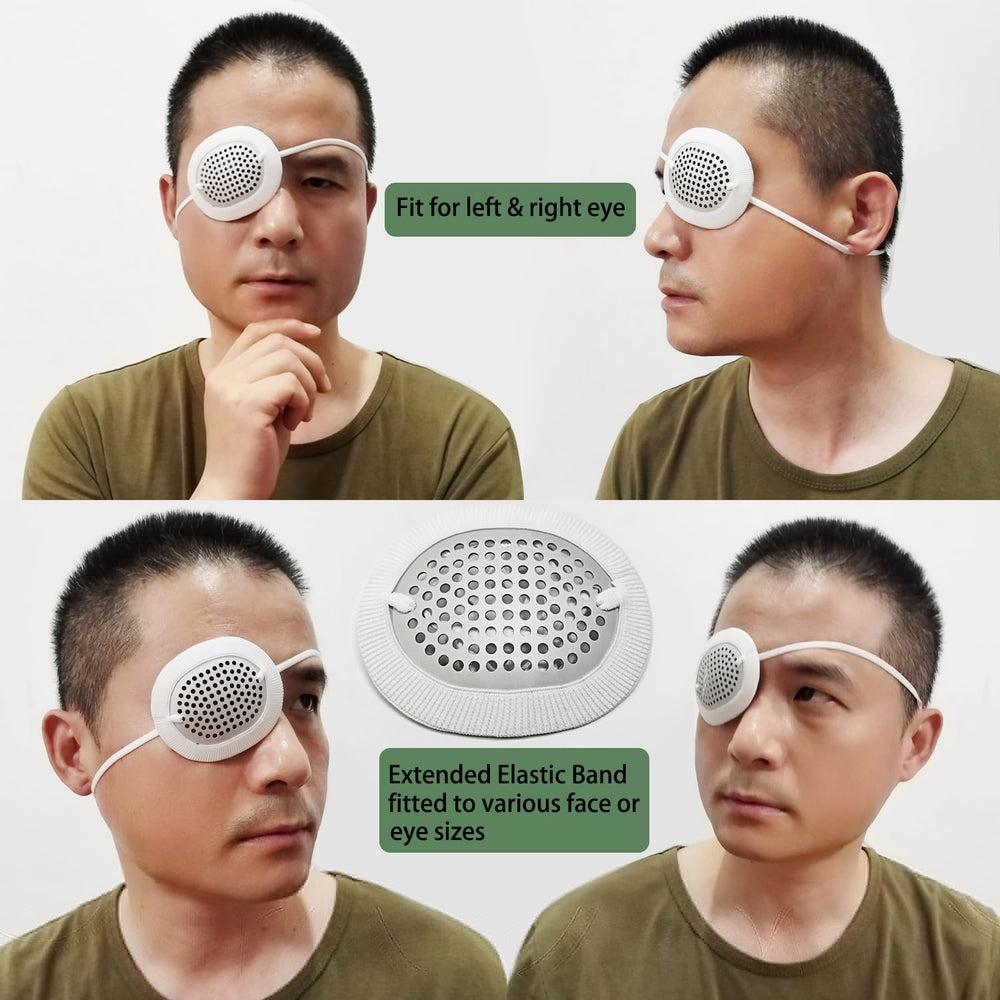 Soft cloth cover on aluminum eye patch for comfort