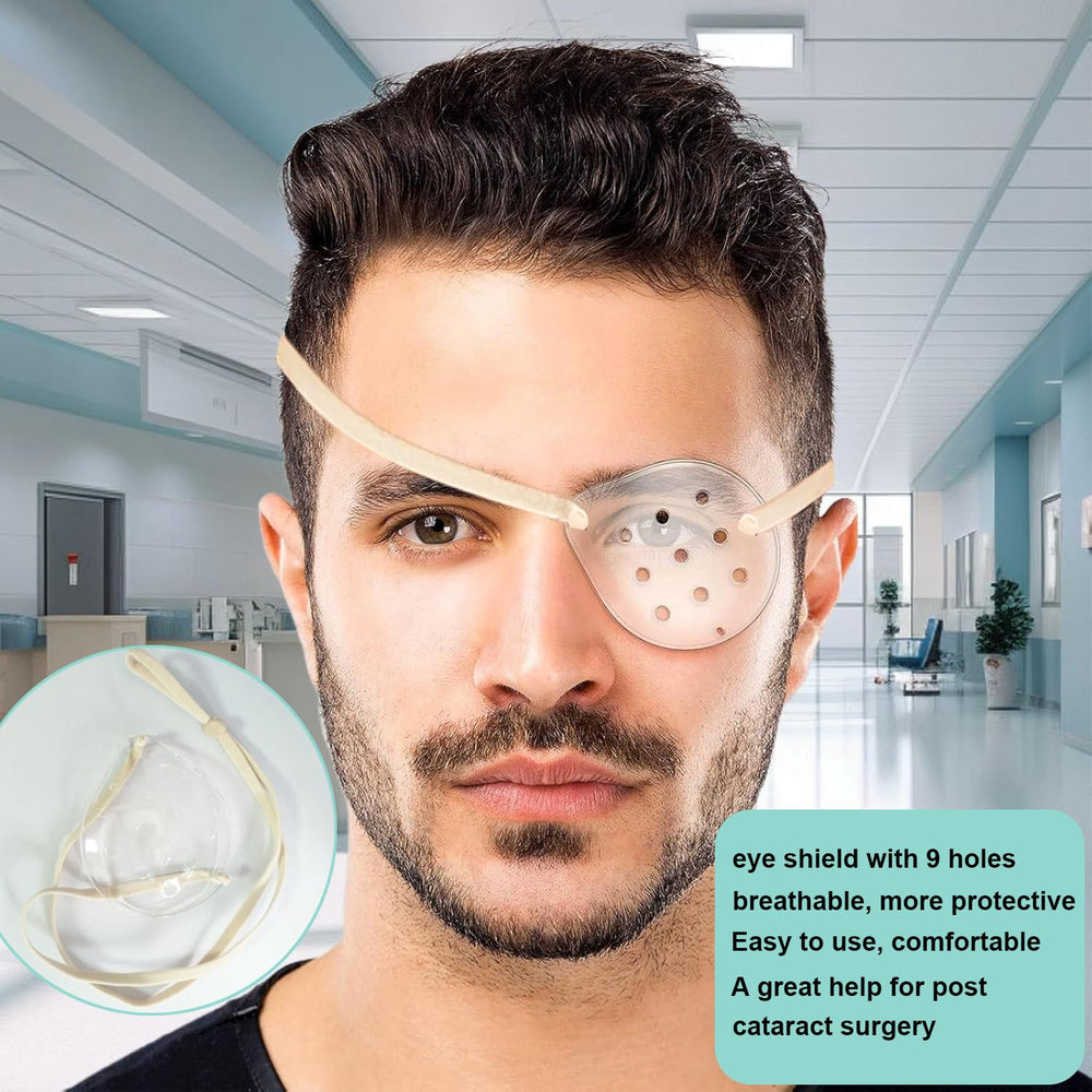 Two-pack FSJLT eye shields for left and right eye with beige straps