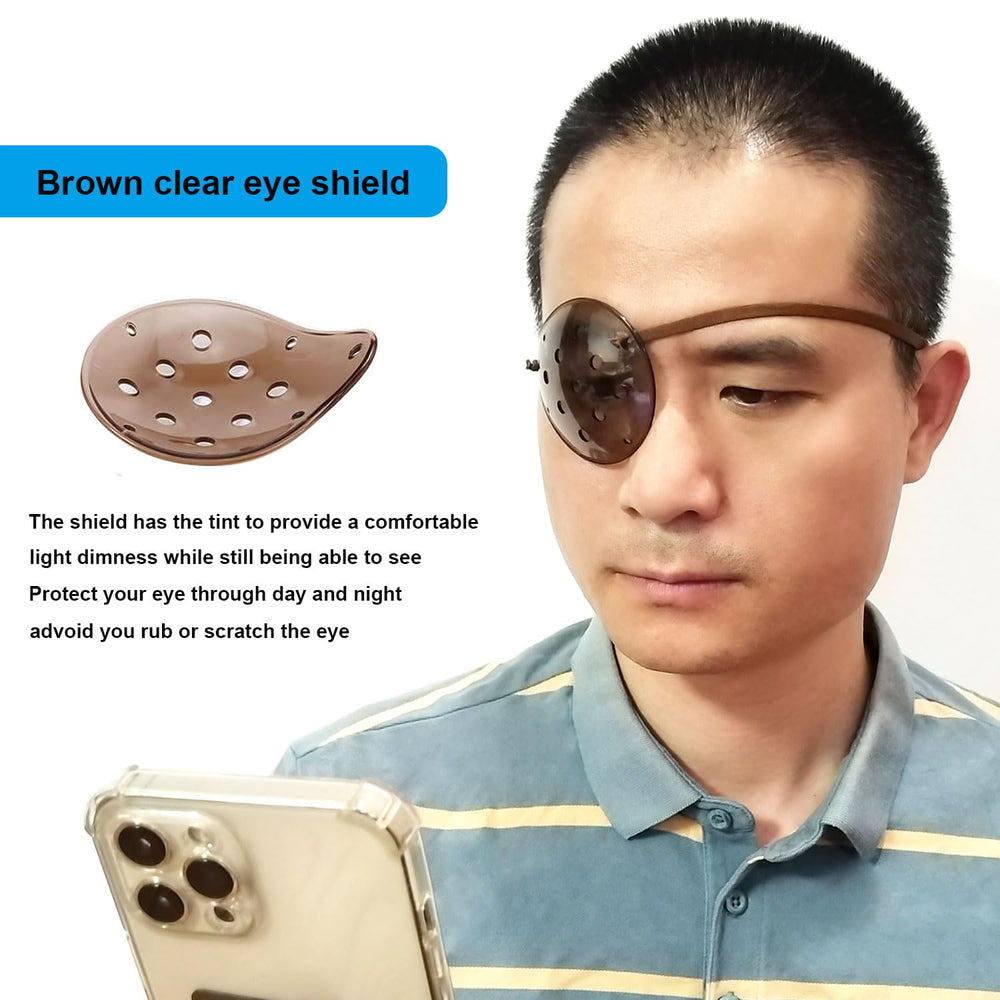 Dark color eye shield with adjustable strap for nighttime use