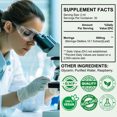 Moringa Oleifera leaf extract ingredient bottle label