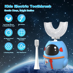Close-up of U-shaped brush head designed for 360-degree cleaning