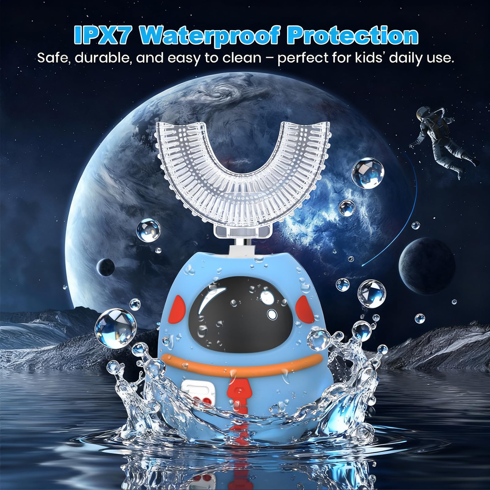 IPX7 waterproof silicone body of the kids toothbrush