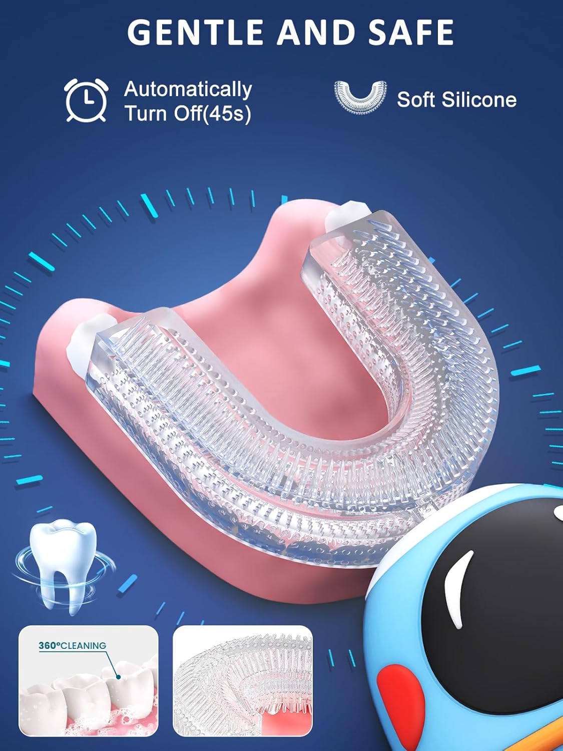 IPX7 waterproof design of the FTOYIN kid's toothbrush