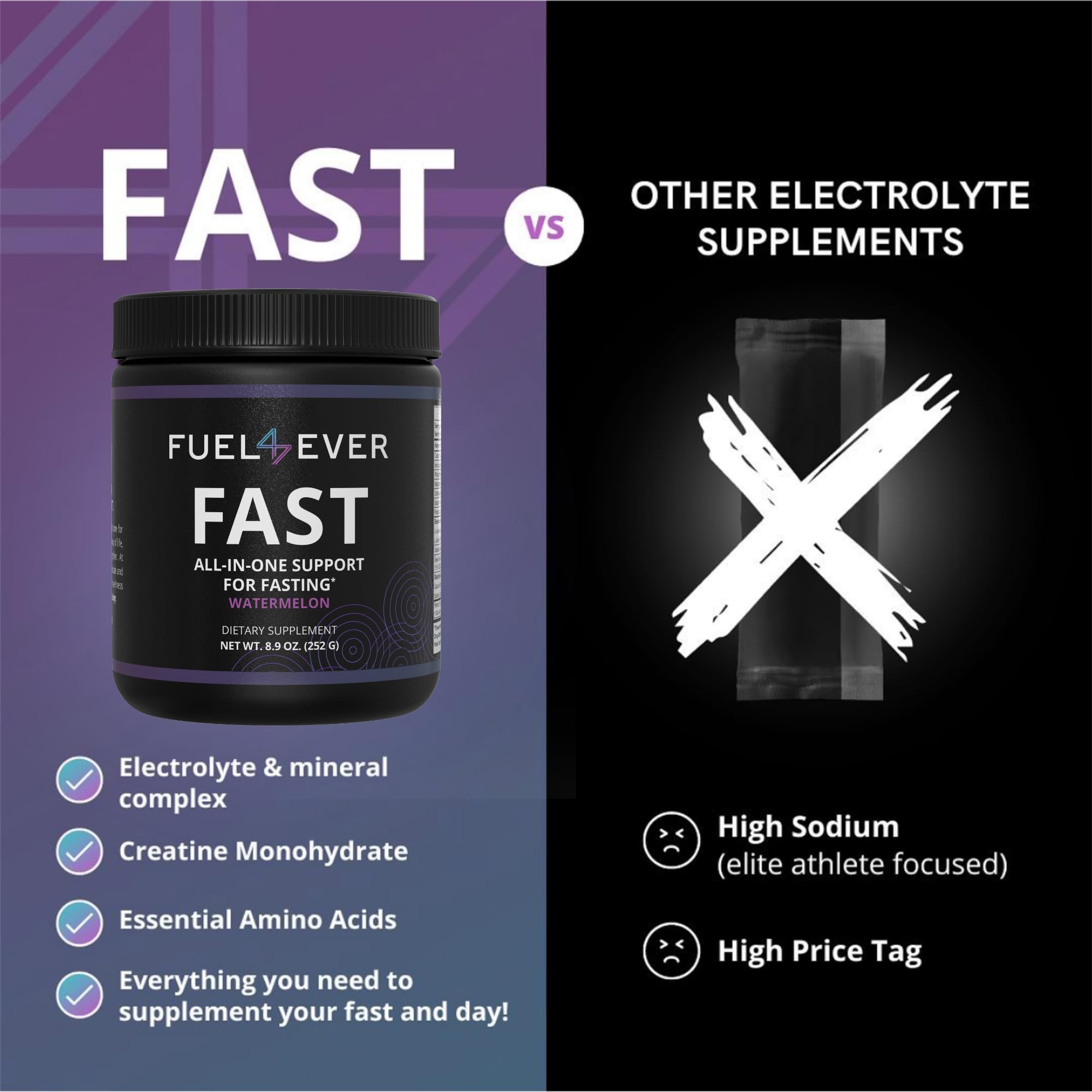 Fuel 4 Ever FAST non-GMO and no artificial ingredients label emphasizes clean formula