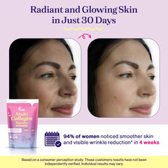 Collagen powder scooper and glass of water ready to mix