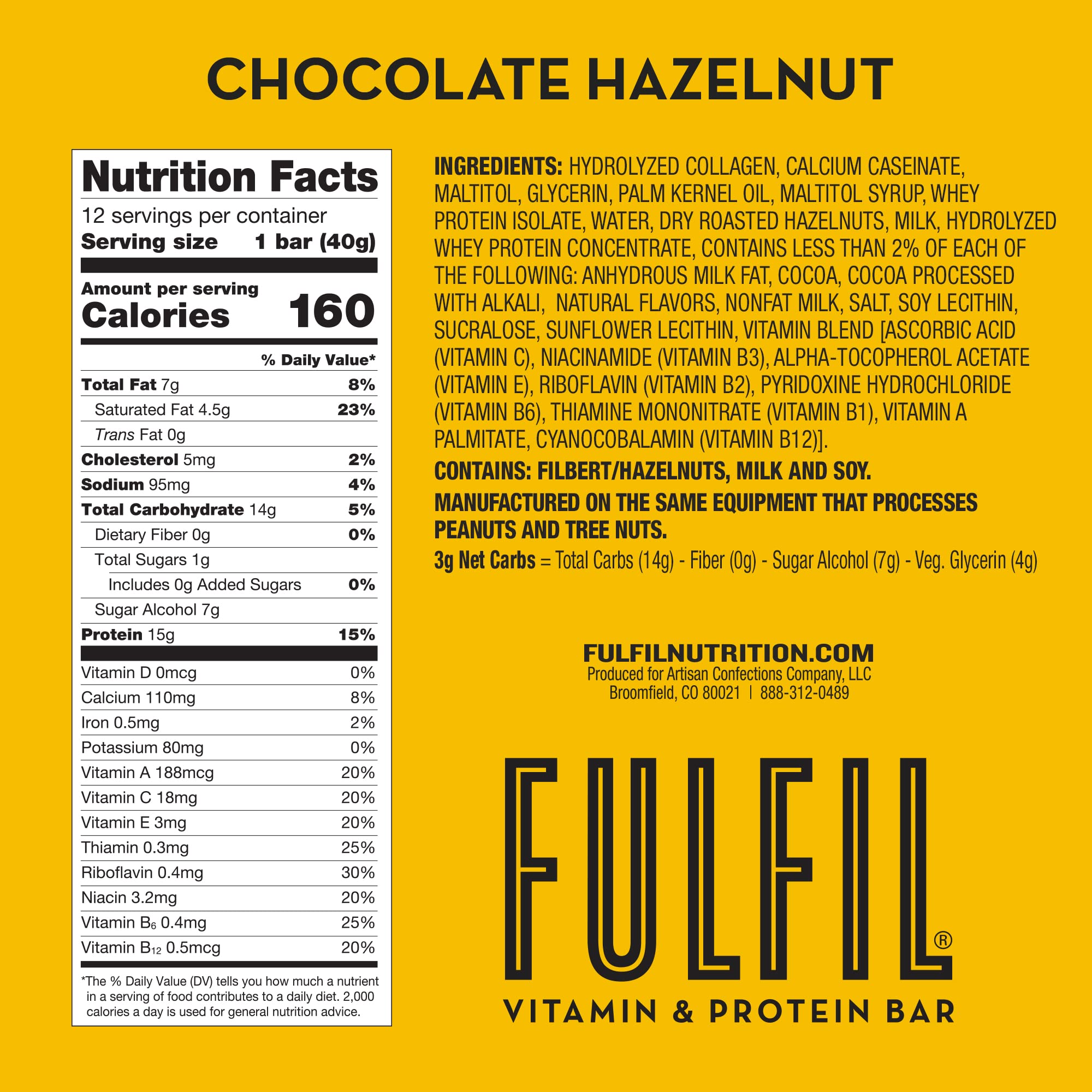 Fulfil Protein Bars gluten-free badge on packaging displays pantry-friendly label.