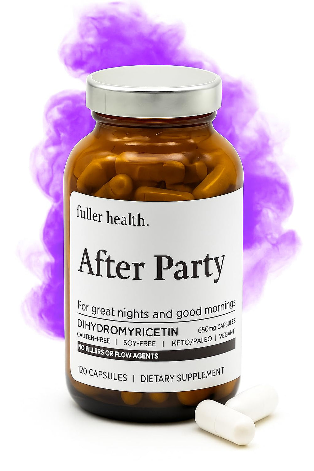 Bottle of Fuller Health After Party DHM supplement with label visible