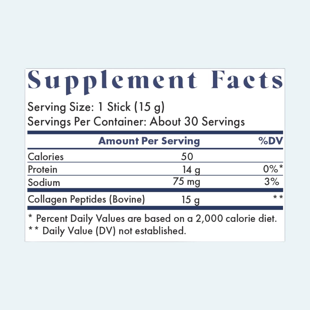 Travel-friendly collagen stick packs with grass-fed label