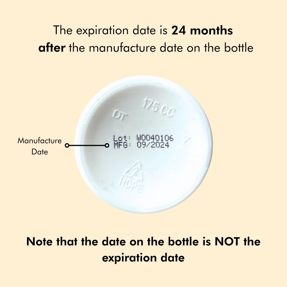 Freshness and shelf life information on bottle