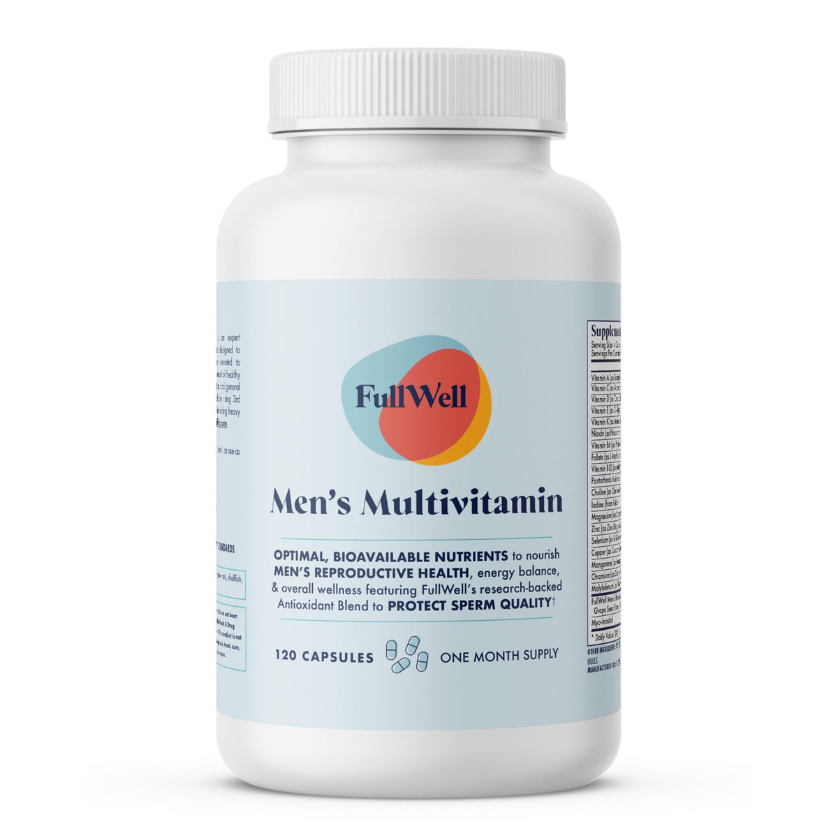 Front label view of the FullWell Men's Daily Multivitamin bottle