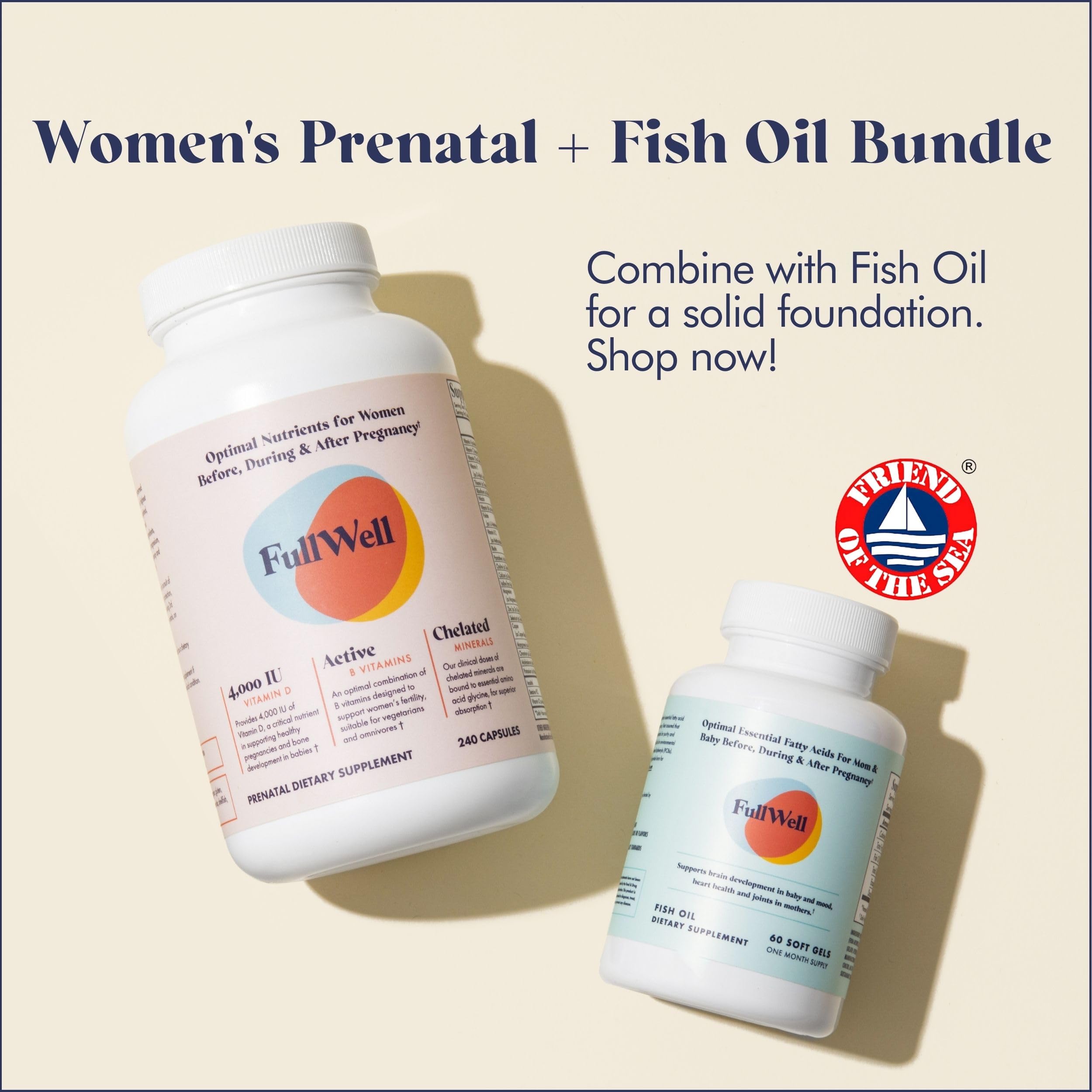 30 servings per bottle label on FullWell Prenatal Vitamins