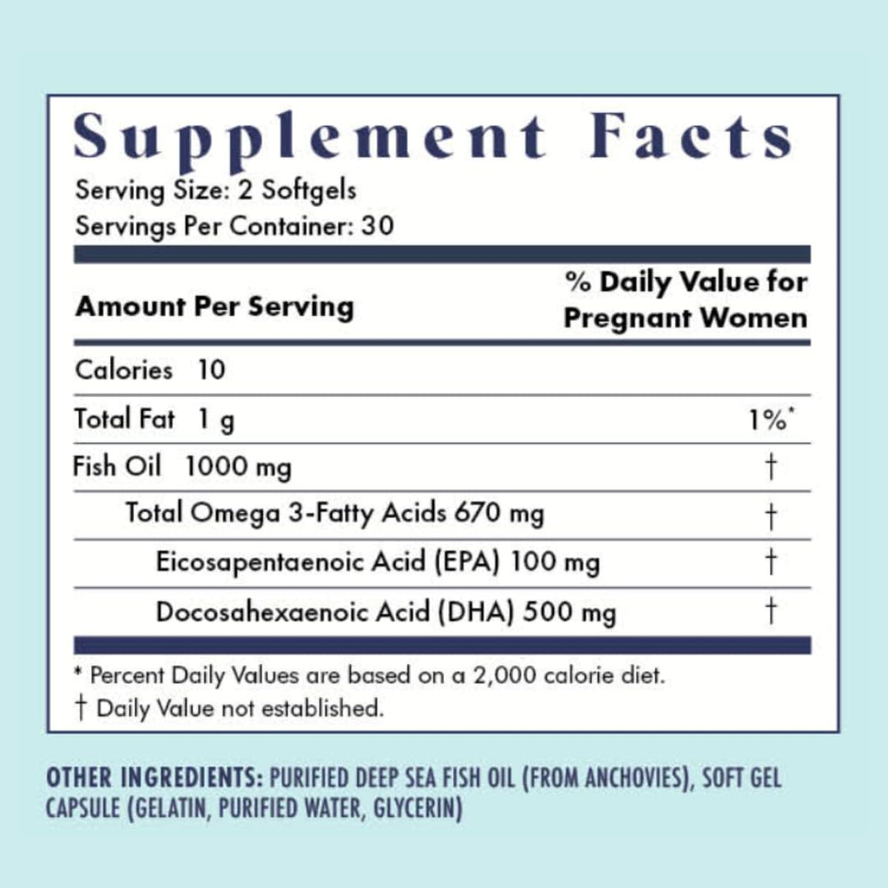 Sustainably sourced DHA and EPA fish oil softgels