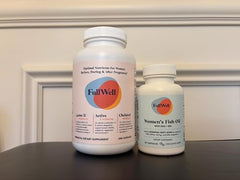 Front view of FullWell Prenatal Vitamin + DHA bottle