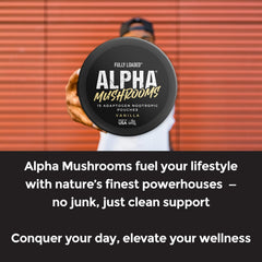 Label close-up on Fully Loaded Alpha Mushroom Vanilla 5-Pack