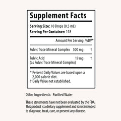 Close-up of fulvic acid mineral drops bottle