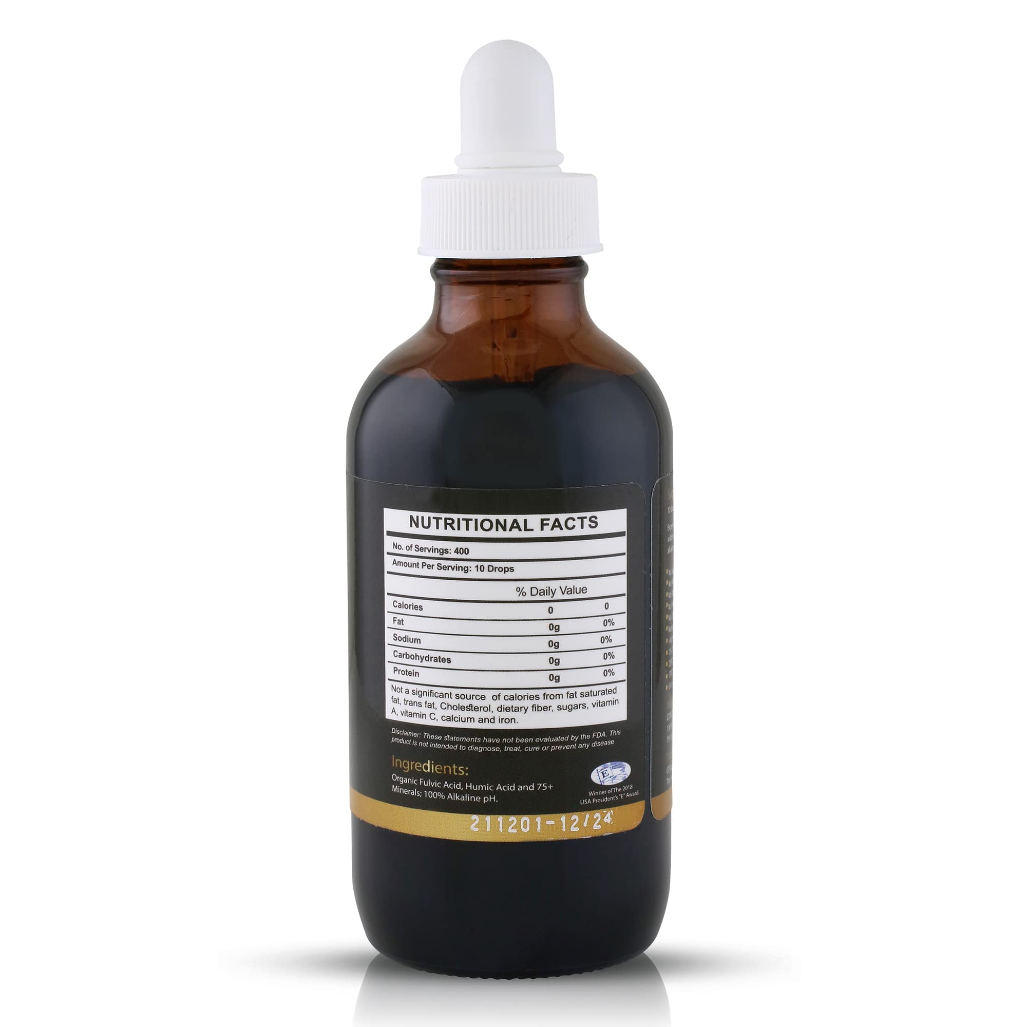 Fulvika Black Trace Mineral Drops packaging and USA-made label