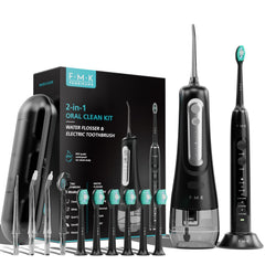 FUMEIKANG 2-in-1 water flosser and electric toothbrush black front view