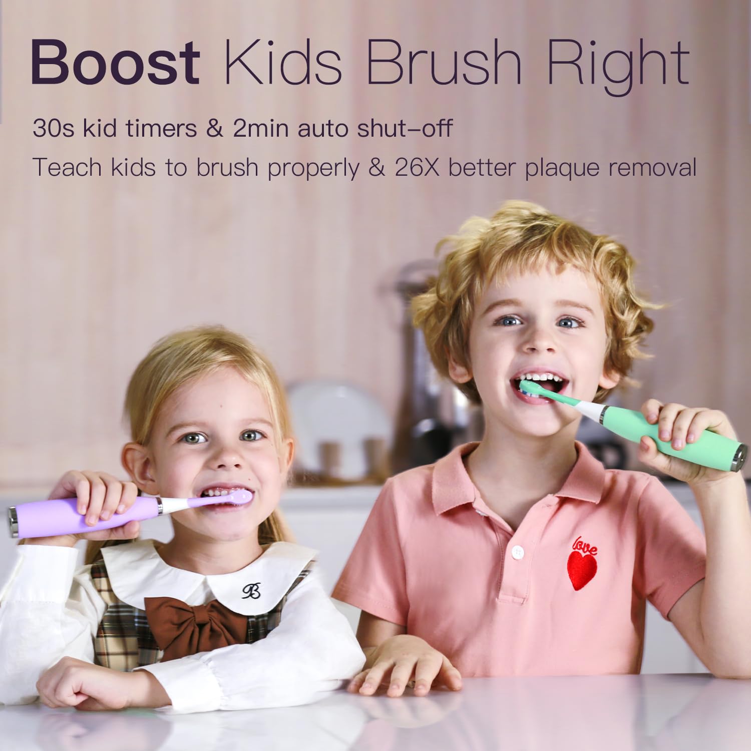 Close-up of silicone-wrapped soft brush heads for kids
