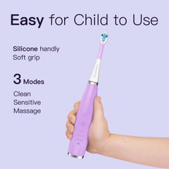 Toothbrush showing smart timer and three modes: Clean, Sensitive, Massage