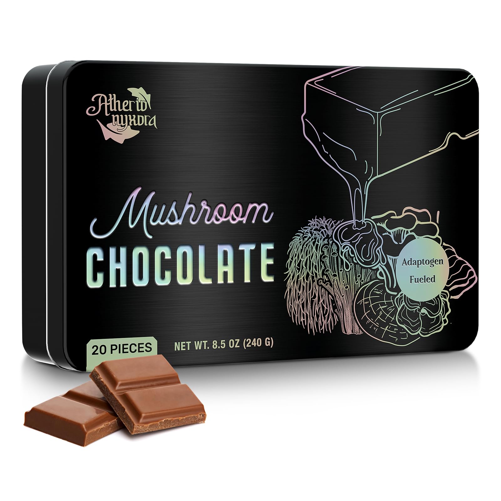 Functional Mushroom Chocolate bar with Lion’s Mane, Reishi, Cordyceps, Chaga, Maitake and Turkey Tail