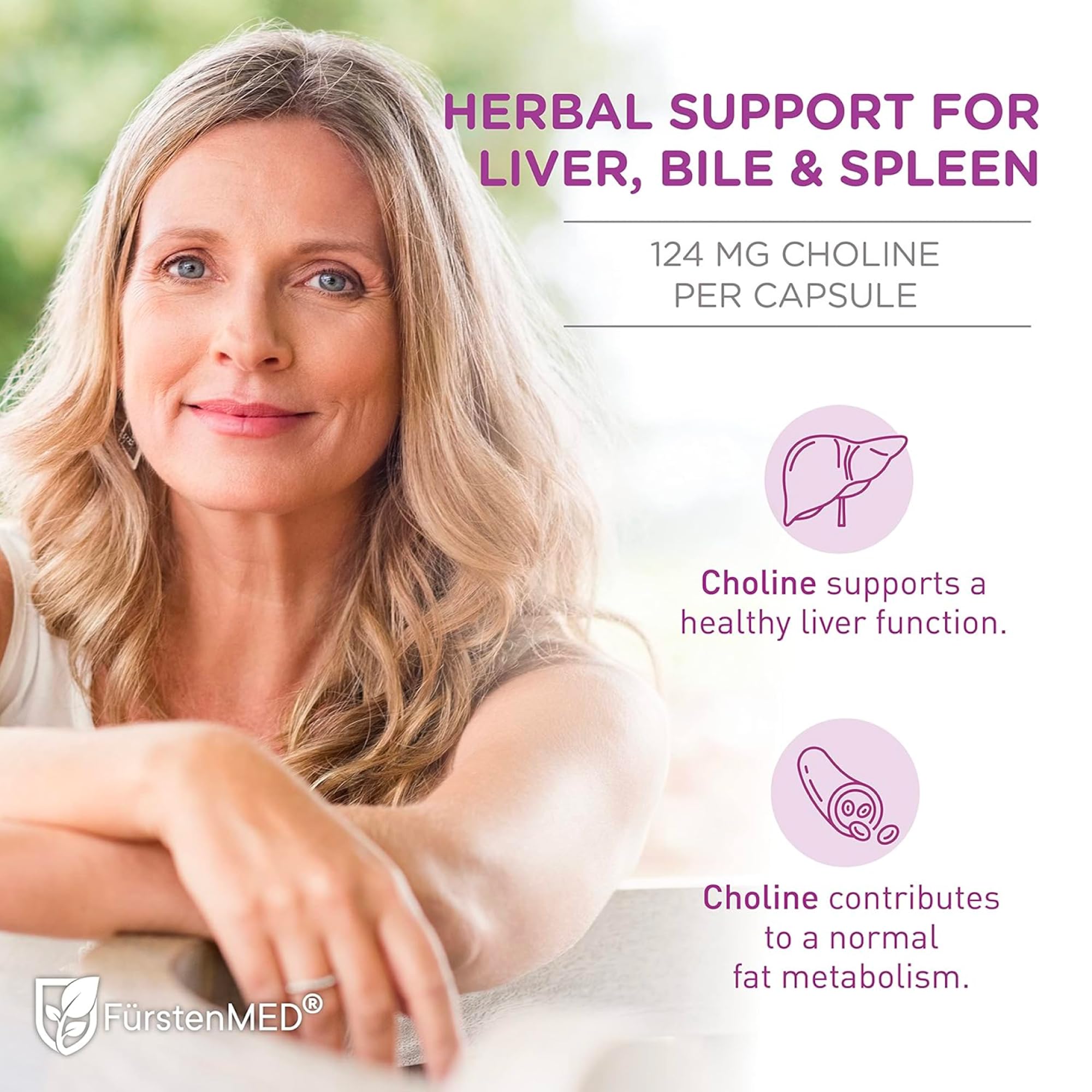 Dandelion root and choline vegan capsules for liver support