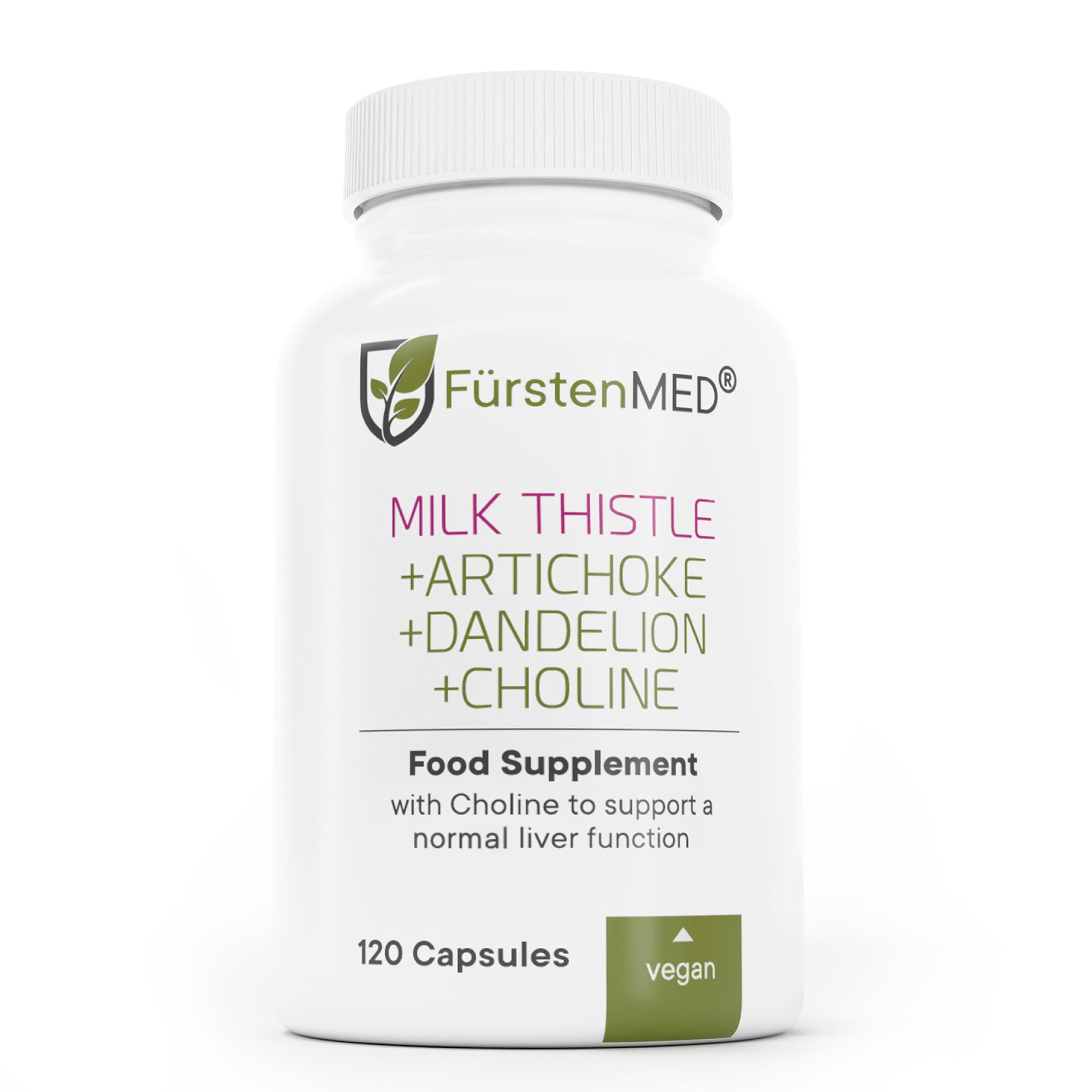 Bottle of FürstenMED Milk Thistle with Artichoke Extract and 80% Silymarin