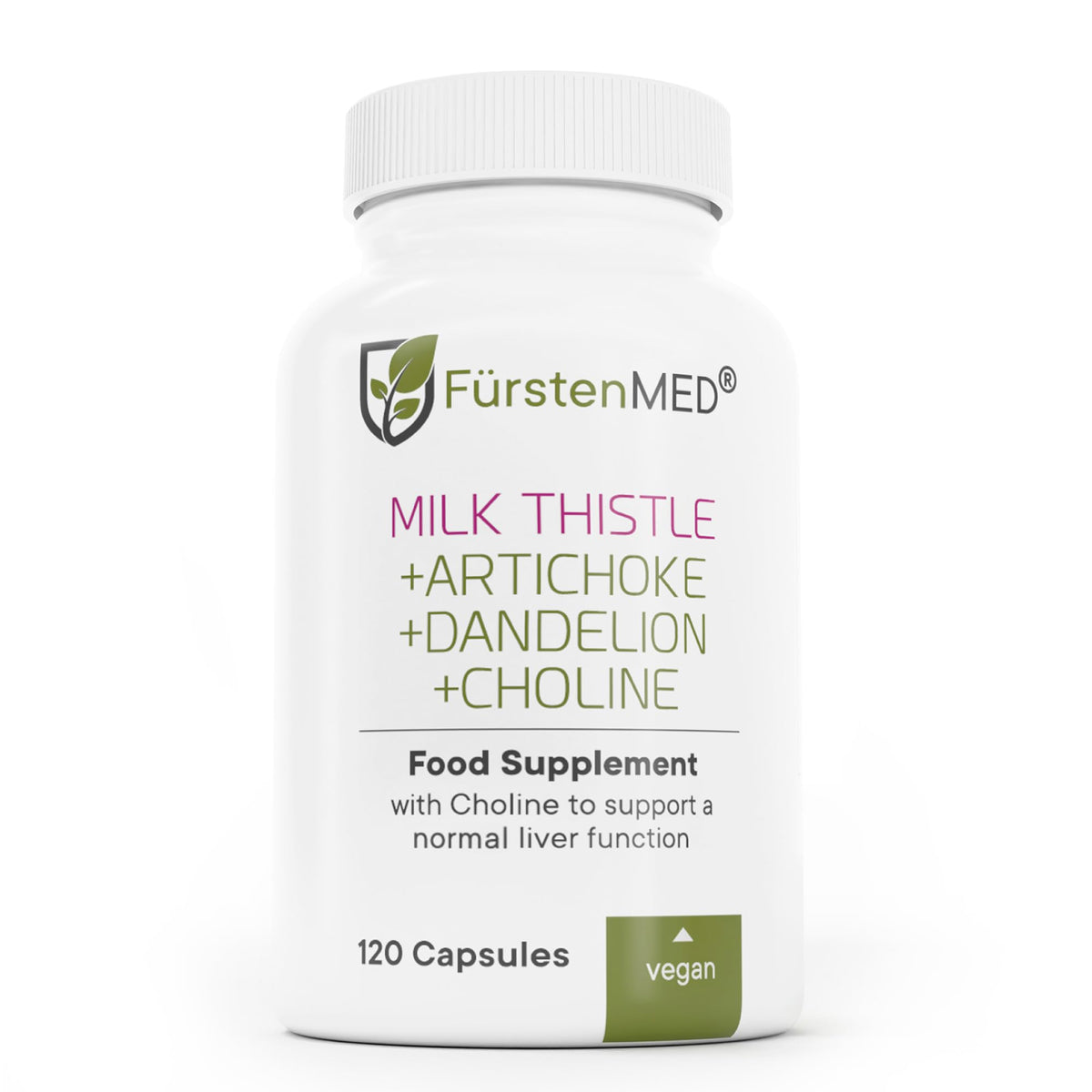 Bottle of FürstenMED Milk Thistle with Artichoke Extract and 80% Silymarin