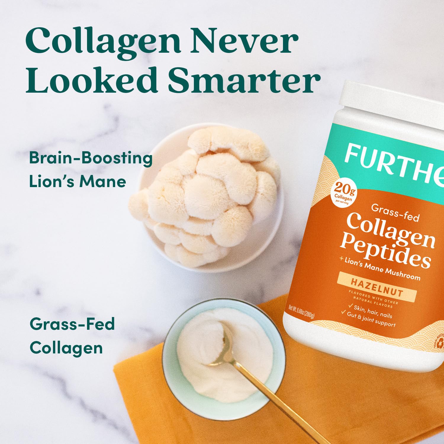 Collagen peptides with Lion's Mane for brain health