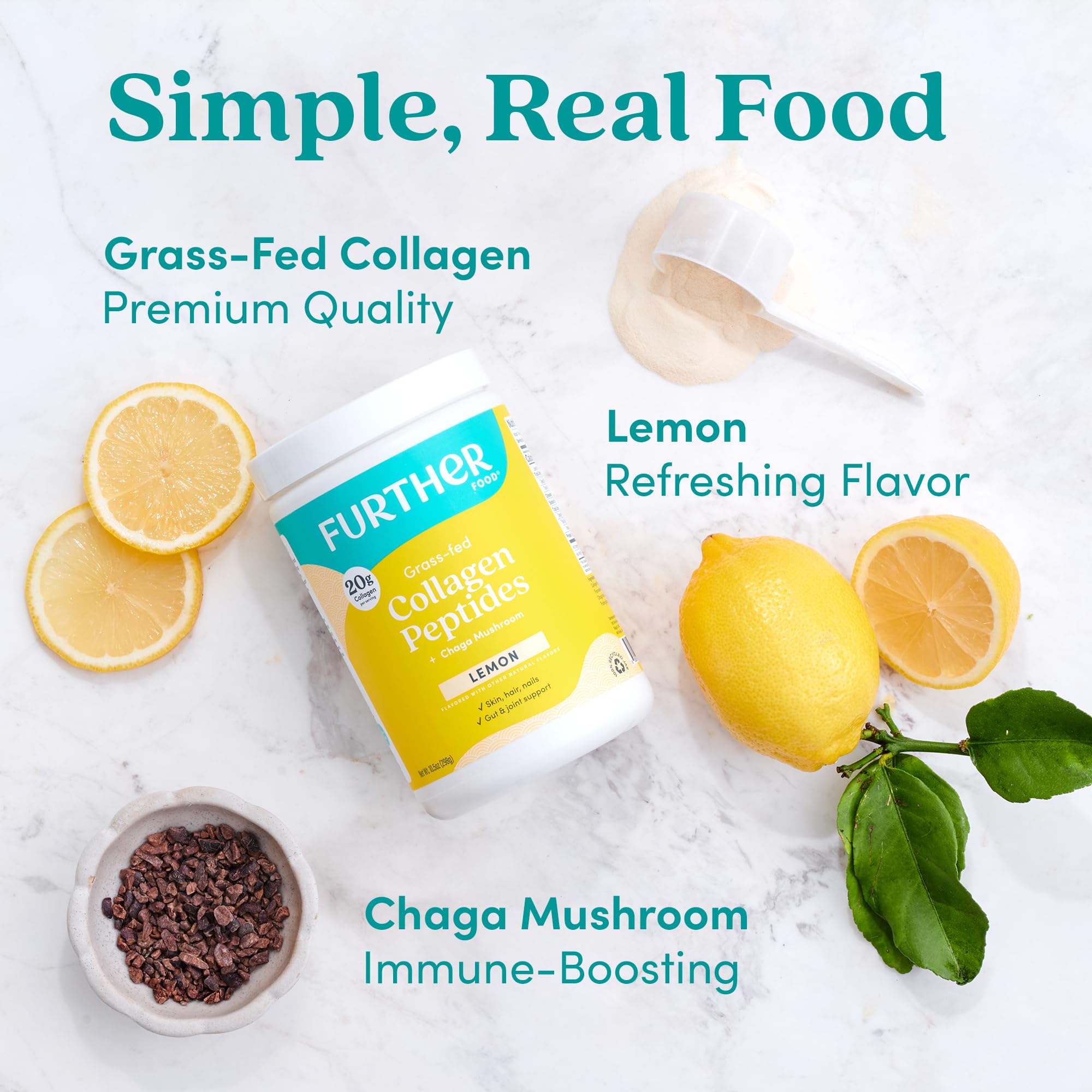 Nutrition facts showing 20g collagen per serving