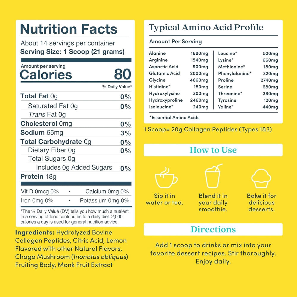 10.5 oz container of Lemon Collagen Peptides