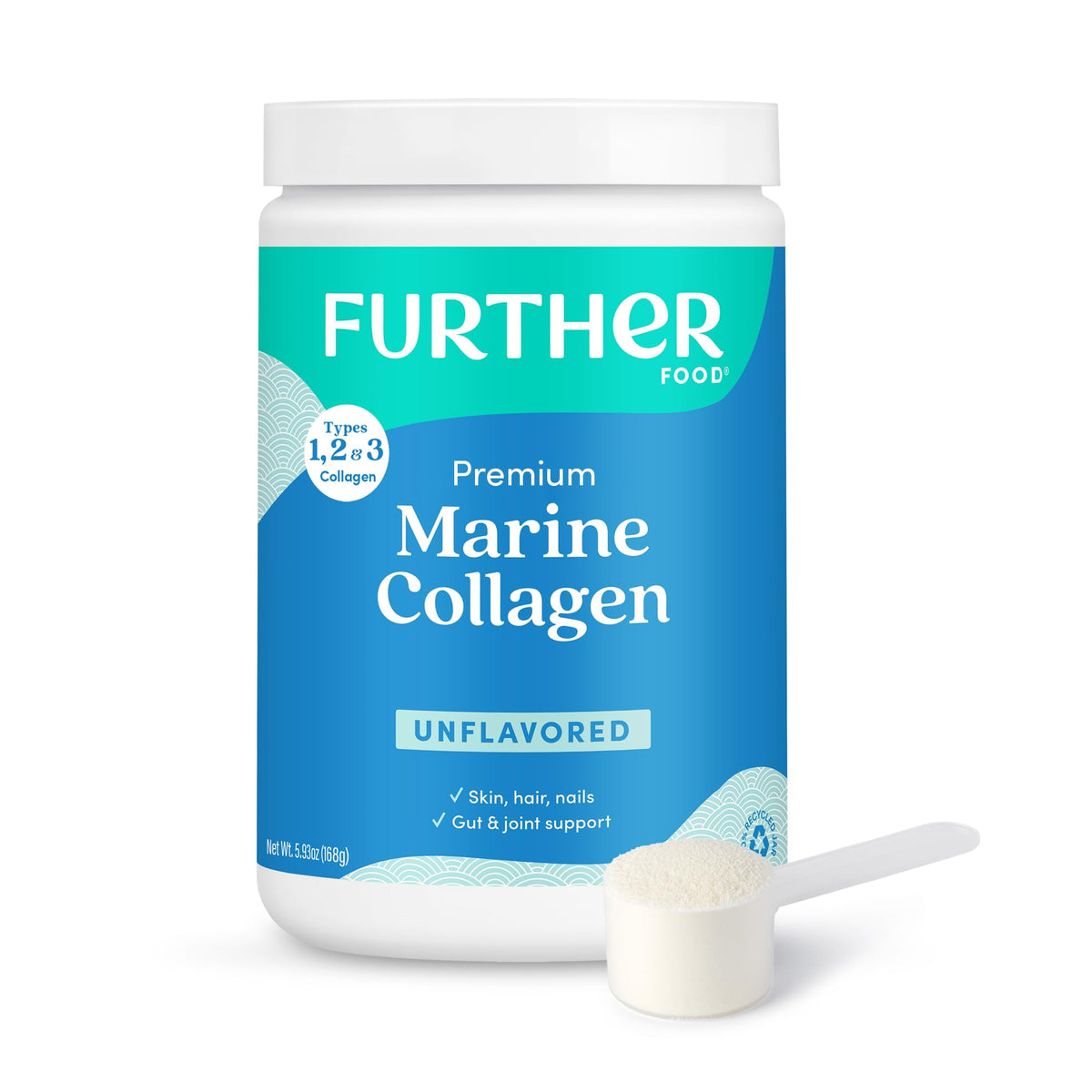 Container of Further Food Unflavored Marine Collagen Peptides Powder