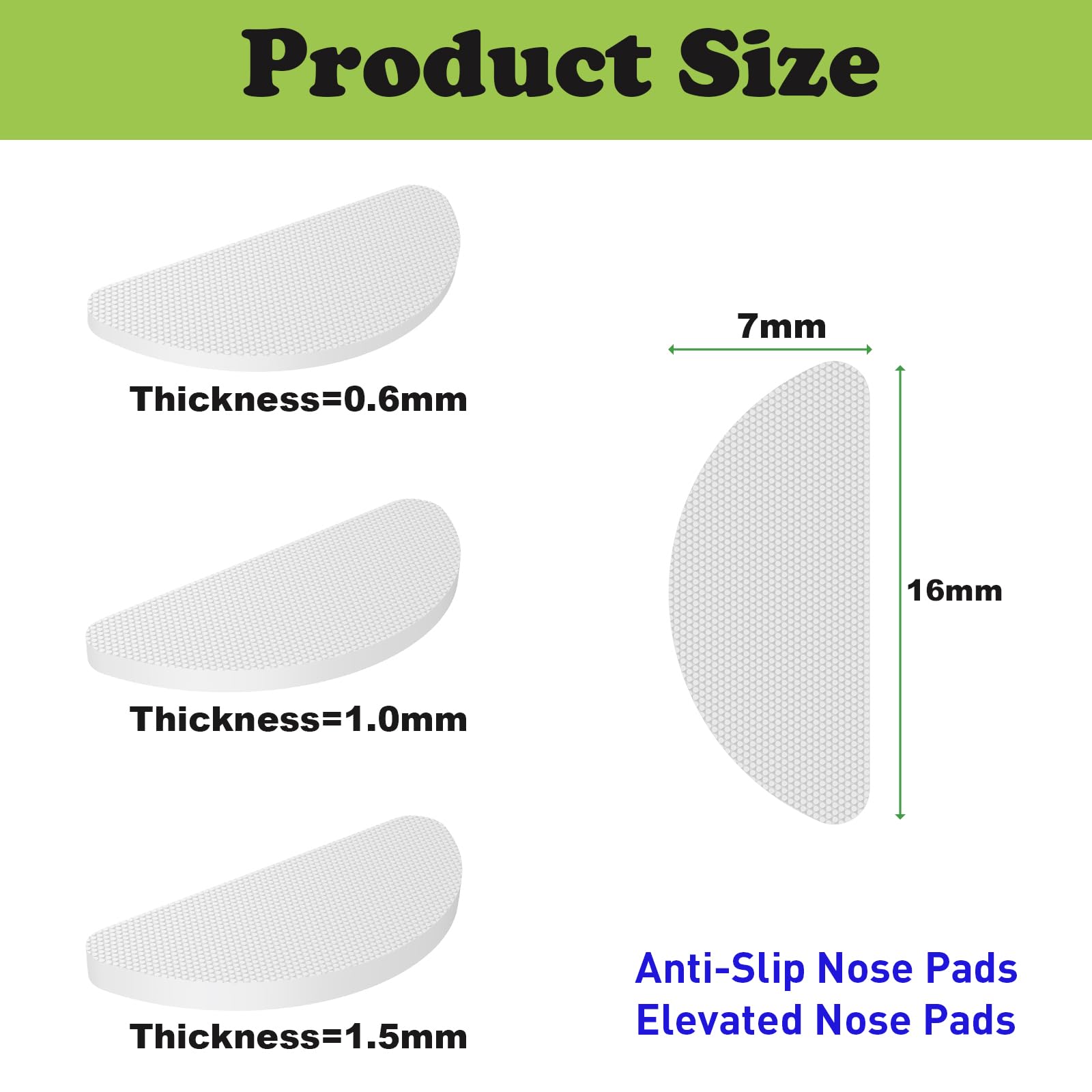 Soft hypoallergenic silicone nose pads for all-day comfort