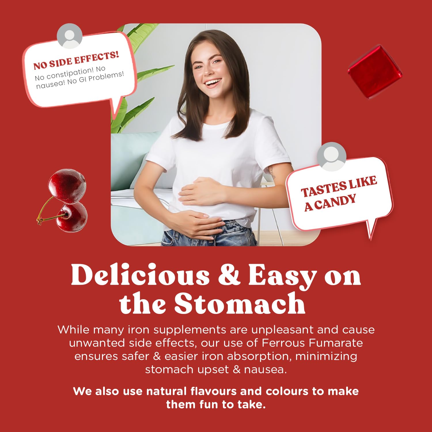 Graphic showing iron and vitamin C blend for absorption