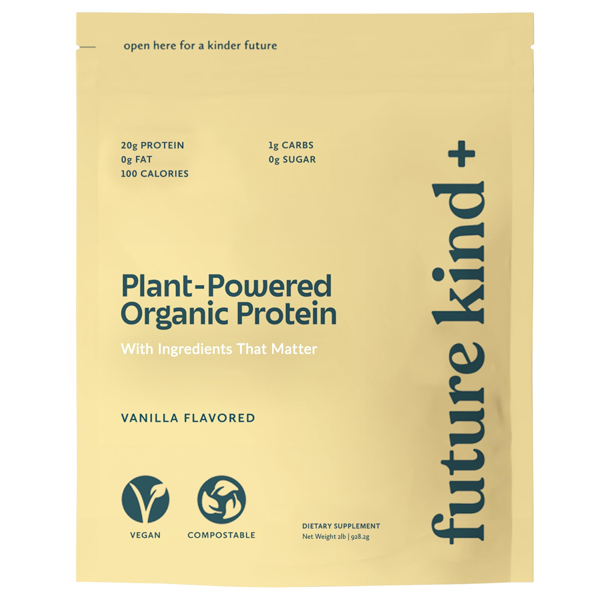 Future Kind vegan protein powder vanilla bottle shows premium, protein-packed workout option