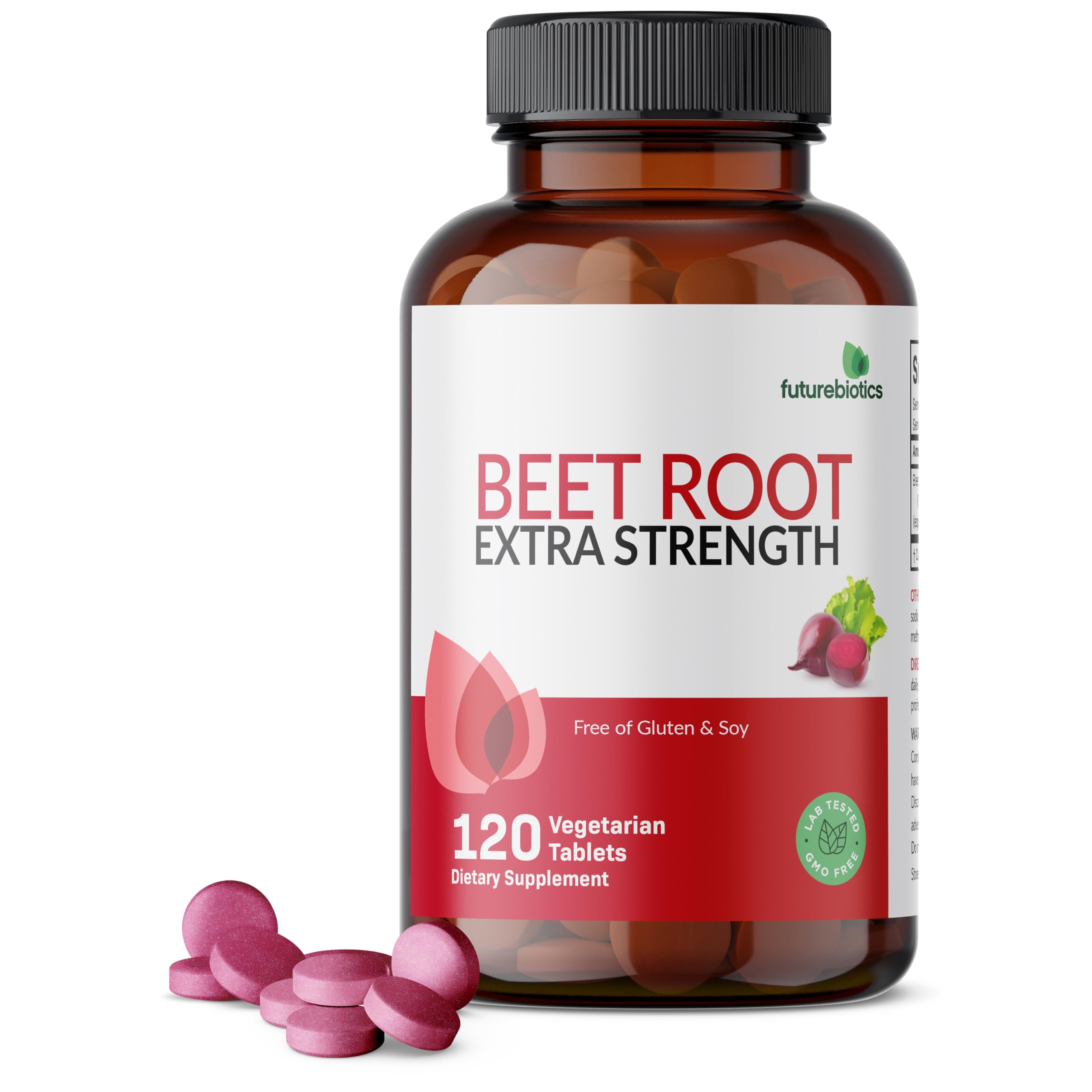 Futurebiotics Beet Root Extra Strength bottle front shows a compact daily vitality option.
