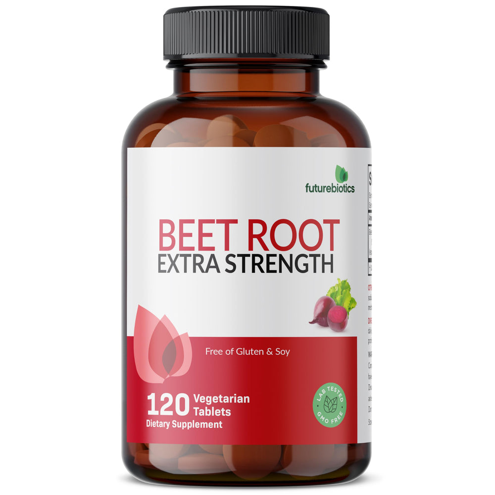 Futurebiotics Beet Root Extra Strength package open showing contents and dosage setup.