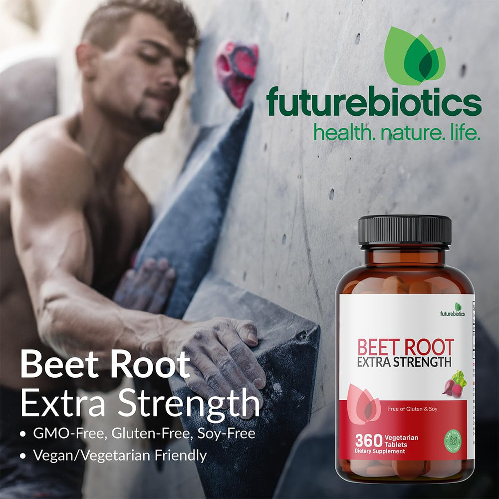 Futurebiotics Beet Root Extra Strength tablets closeup reveal compact vegetarian capsules.