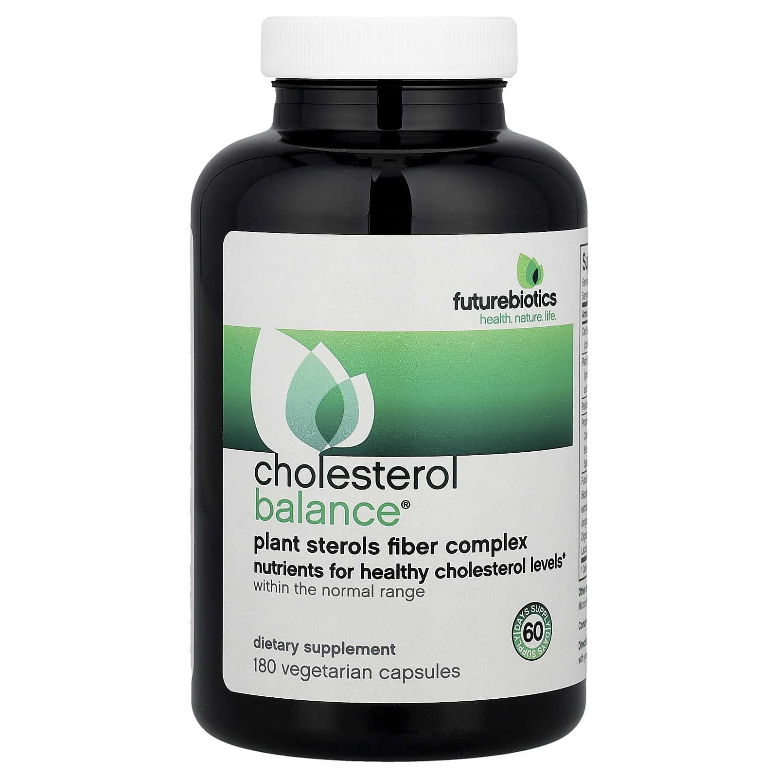 Futurebiotics CholesterolBalance bottle with label and 180 vegetarian capsules