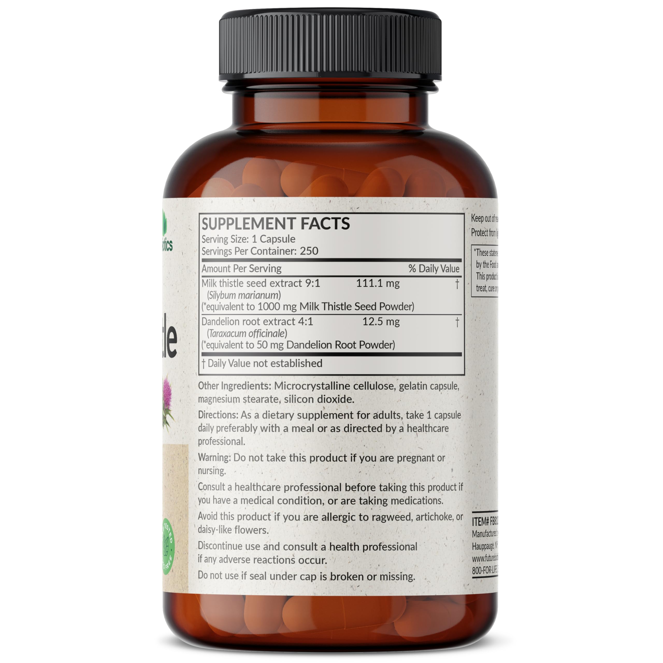 Close-up of Futurebiotics Liver Health 250 Capsules bottle